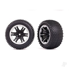 Traxxas Tyres & wheels, assembled, glued (2.8') (RXT black & satin wheels, Alias Tyres, foam inserts) (2WD electric rear) (2) (T