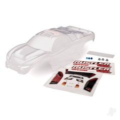 Traxxas Body, Rustler (clear, requires painting) / window, lights decal sheet / wing and aluminium hardware