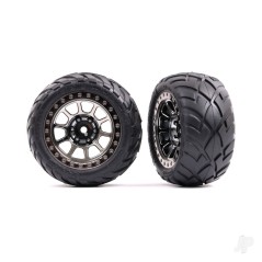 Traxxas Tyres & wheels, assembled (2.2' black chrome wheels, Anaconda 2.2' Tyres with foam inserts) (2) (Bandit rear))
