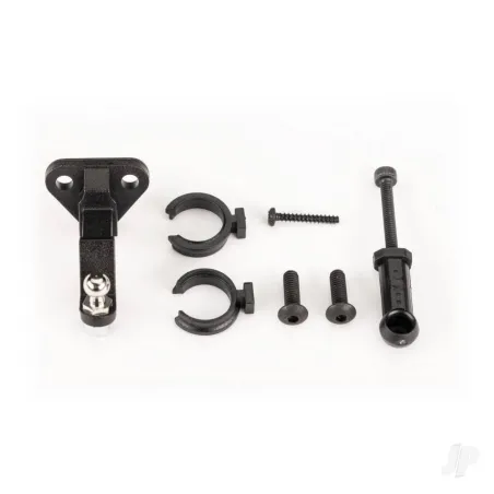 Traxxas Trailer hitch (assembled)/ trailer coupler/ 3mm spring pre-load spacers (2)/ 2.5x8mm BCS (2)/ 1.6x10mm BCS (self-tapping