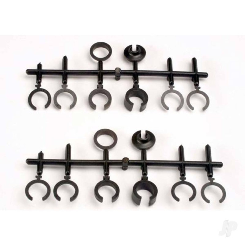 Traxxas Spring retainers, upper & lower (2 pcs) / spring pre-load spacers: 1mm (4 pcs) / 1.5mm (2 pcs) / 2mm (2 pcs) / 4mm (2 pc