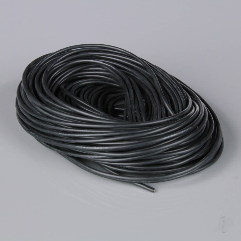 Radient Silicone Wire, 16AWG, 100ft / 30m Black