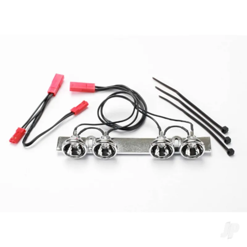Traxxas LED light bar (chrome) (fits Summit roll cage) / light harness (4 clear lights) / harness adapter