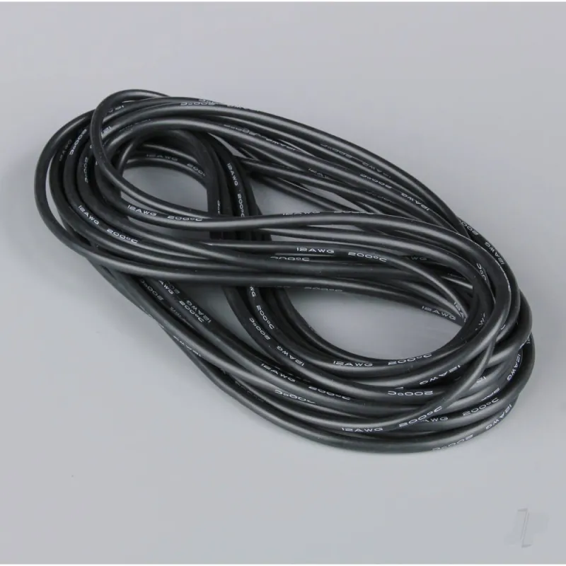 Radient Silicone Wire, 12AWG, 680 Strand, 25ft / 7.5m Black (on a roll)