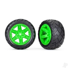 Traxxas Tyres & wheels, assembled, glued (2.8') (RXT green wheels, Anaconda tyres, foam inserts) (2WD electric rear) (2) (TSM ra