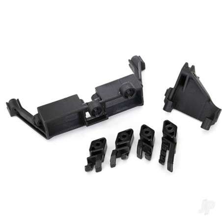 Traxxas Servo mount, 2-speed / servo mount, T-Lock / wire clips