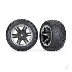 Traxxas Tyres & wheels, assembled, glued (2.8') (RXT black & chrome wheels, Anaconda tyres, foam inserts) (2WD electric rear) (2