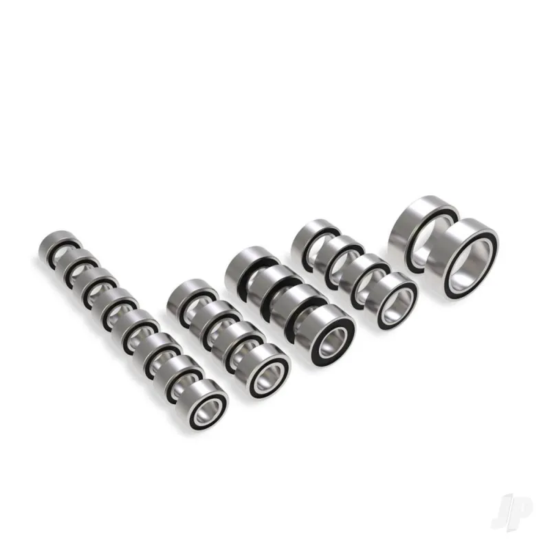 Traxxas Ball bearing set, black rubber sealed, complete (3x6x2.5mm (8), 5x8x2.5mm (4), 4x8x3mm (4), 8x12x3.5mm (2), 3.5x7x2.5mm 