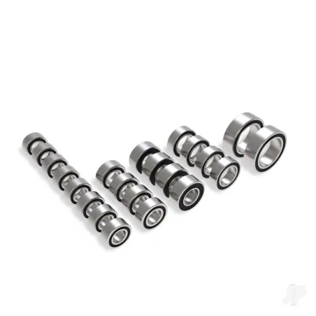 Traxxas Ball bearing set, black rubber sealed, complete (3x6x2.5mm (8), 5x8x2.5mm (4), 4x8x3mm (4), 8x12x3.5mm (2), 3.5x7x2.5mm 