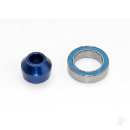 Traxxas Bearing adapter, 6160-T6 aluminium (Blue-anodised) (1pc) / 10x15x4mm ball bearing (Blue rubber sealed) (1pc) (for slippe