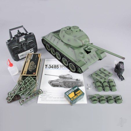 Henglong 1:16 Russian T-34/85 1944 Tank with Infrared Battle System (2.4GHz + Shooter + Smoke + Sound)