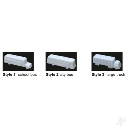 JTT Buses & Truck, 1/8in1'-0in 1:100, White, (3 per pack)