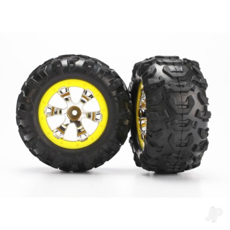 Traxxas Tyres and Wheels, Assembled Glued Canyon At Tyres (1 Left, 1 Right)
