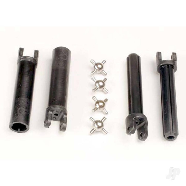 Traxxas Half shafts, Long truck (external-splined (2 pcs) & internal-splined (2 pcs) / metal U-joints (4 pcs)