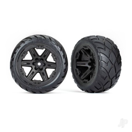 Traxxas Tyres & wheels, assembled, glued (2.8') (RXT black wheels, Anaconda tyres, foam inserts) (4WD electric front/rear, 2WD e