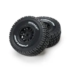 1/16 Mirage TT Front/Rear Tires Mounted Black Split Six Whee