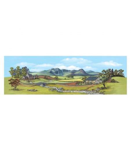 Peco Medium background Country with River 178mm x 559mm (7in x 22in)