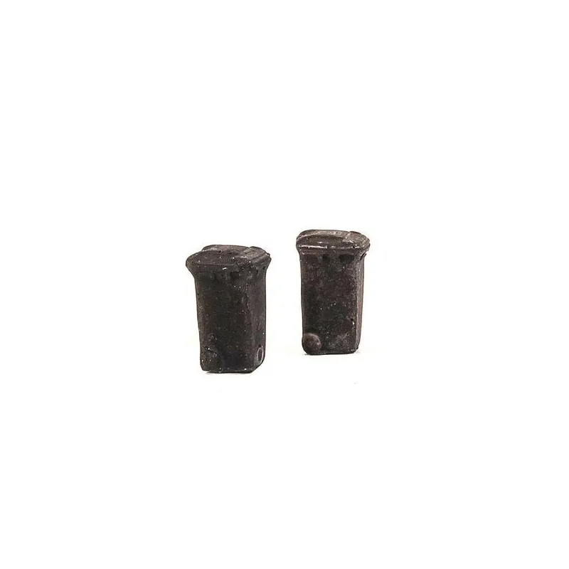 Wheelie Bins BLACK (2) - OO gauge accessories Harburn Hamlet SS374