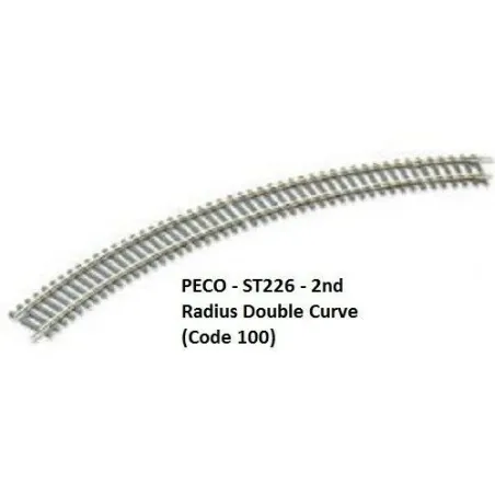 Peco No.2 Radius Double Curve, 438mm (17¼in) radius OO/HO Gauge ST-226