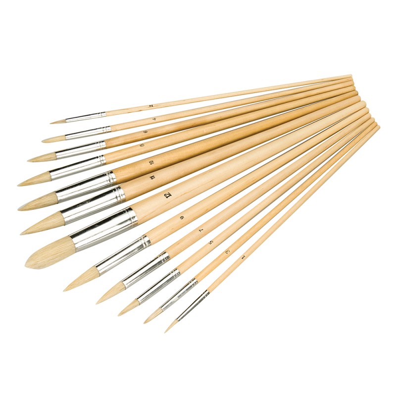 Silverline Pointed Tipped Artists Paint Brush Set 12pce 675298