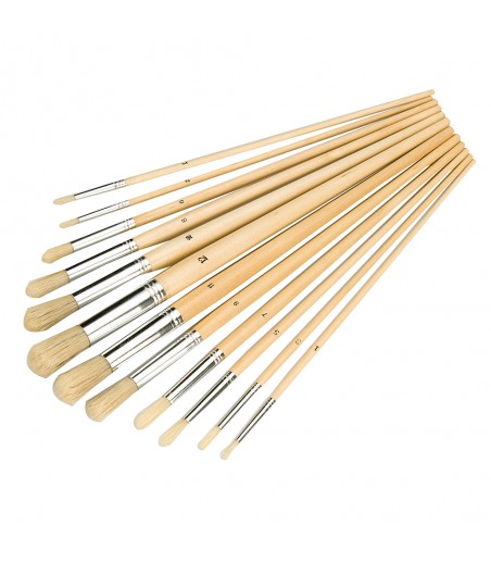 Silverline Rounded Tip Artists Paint Brush Set 12pce 868848