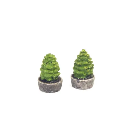 HARBURN HOBBIES Two Green Trees in Concrete Planters OO Gauge SS312