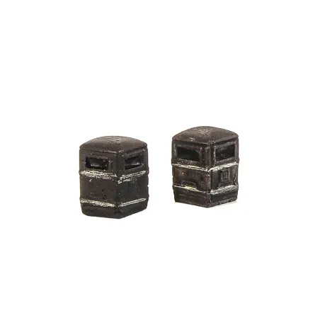 HARBURN HOBBIES Square Litter Bin - Black/Gold OO Gauge SS372