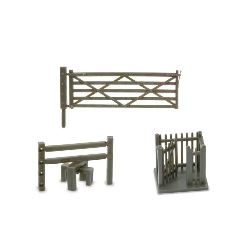 Peco 3 Field Gates, 3 Stiles and 1 Wicket Gate N Gauge NB-46
