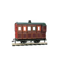 Peco 4 Wheel Coach/Brake, maroon livery O-16.5 Gauge OR-31