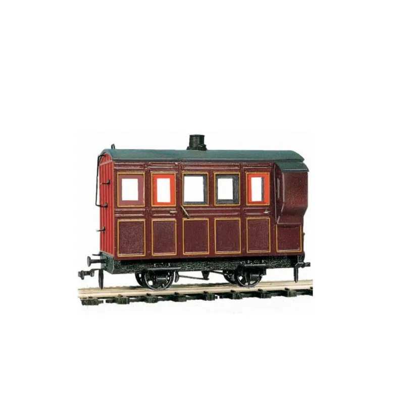 Peco 4 Wheel Coach/Brake, maroon livery O-16.5 Gauge OR-31