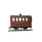 Peco 4 Wheel Coach/Brake, maroon livery O-16.5 Gauge OR-31