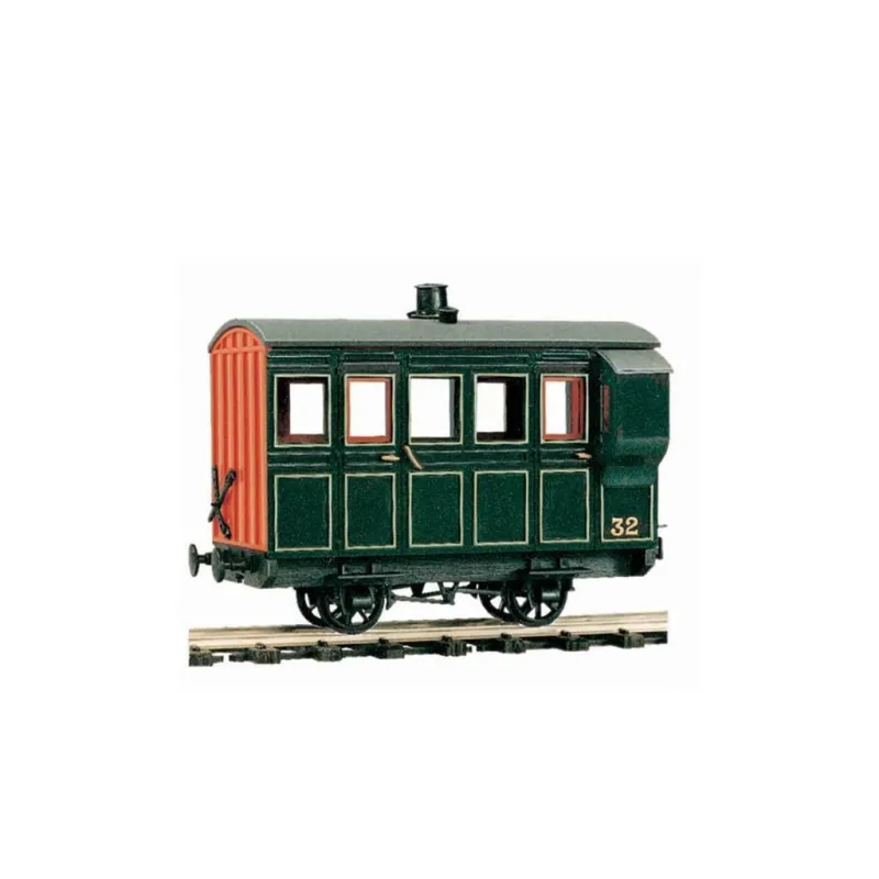 Peco 4 Wheel Coach/Brake, green livery O-16.5 Gauge OR-32