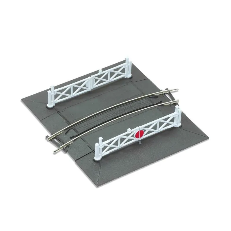Peco Curved (No.1 Rad.) Level Crossing, complete with 2 ramps & 4 gates OO/HO Gauge ST-266