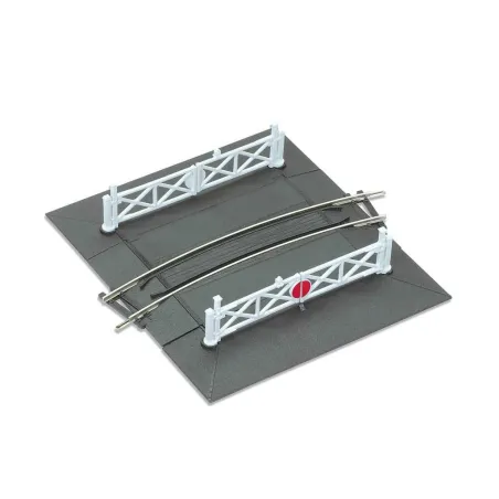 Peco Curved (No.1 Rad.) Level Crossing, complete with 2 ramps & 4 gates OO/HO Gauge ST-266