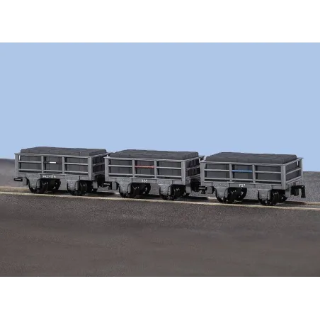 Peco OO-9 FR 2 Ton Slate Wagon Un-Bracked X 3 OO9 Gauge GR-320