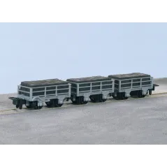 Peco OO-9 FR 2 Ton Slate Wagon Un-Bracked X 2, Bracked X 1 OO9 Gauge GR-321