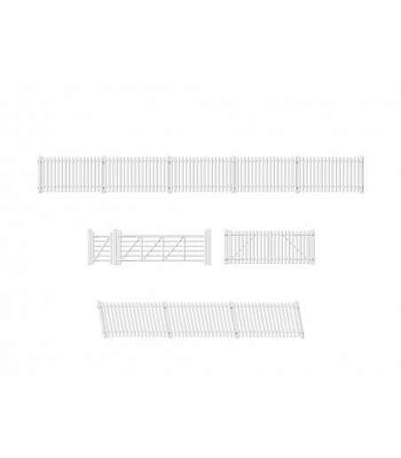 Ratio GWR Station Fencing, White, (inc. gates & ramps) OO/HO Gauge 420