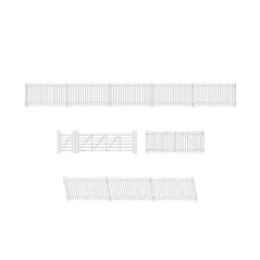 Ratio GWR Station Fencing, White, (inc. gates & ramps) OO/HO Gauge 420