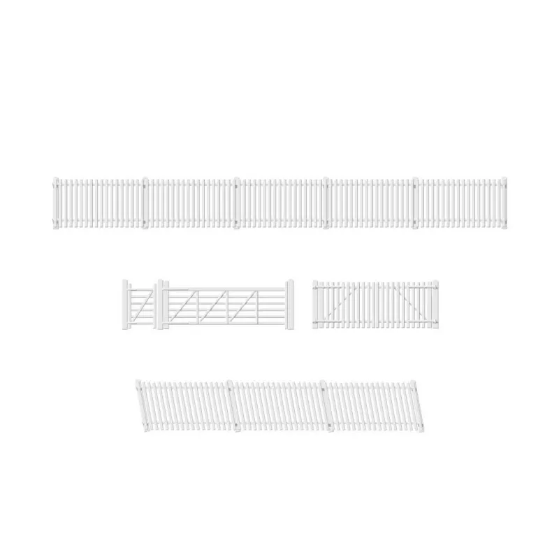Ratio GWR Station Fencing, White, (inc. gates & ramps) OO/HO Gauge 420