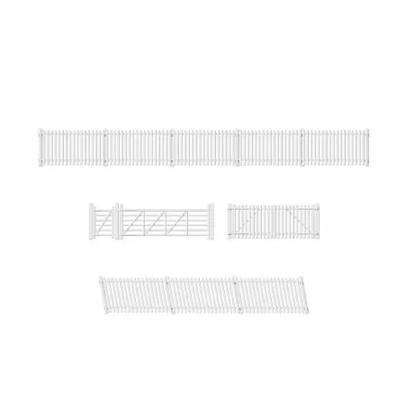 Ratio GWR Station Fencing, White, (inc. gates & ramps) OO/HO Gauge 420