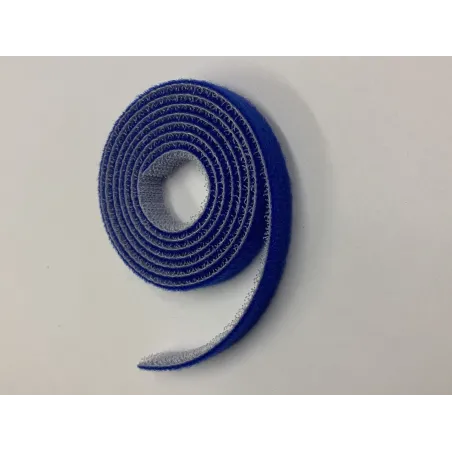 10mm Wide hook and loop (loops & hooks integrated) 1 Meter - Blue