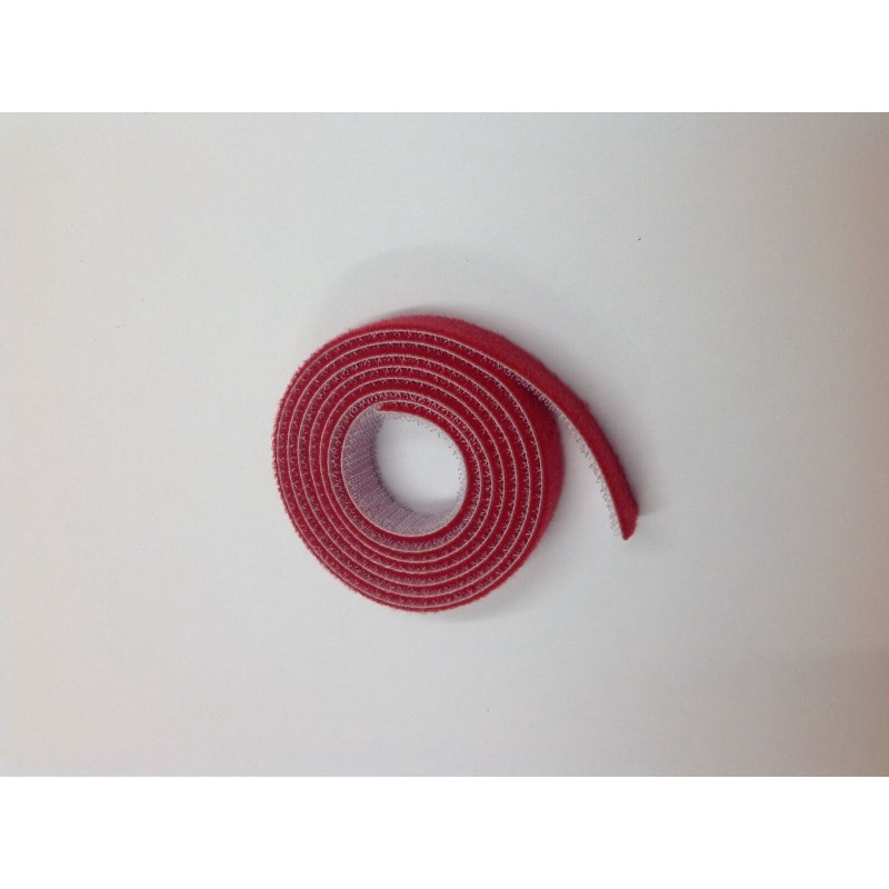 15mm Wide hook and loop (loops & hooks integrated) 1 Meter - Red