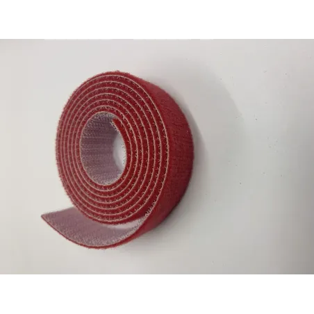 20mm Wide hook and loop (loops & hooks integrated) 1 Meter - Red