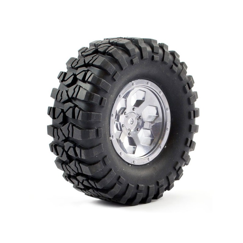 FTX OUTBACK PRE-MOUNTED 6HEX/TYRE (2) - CHROME