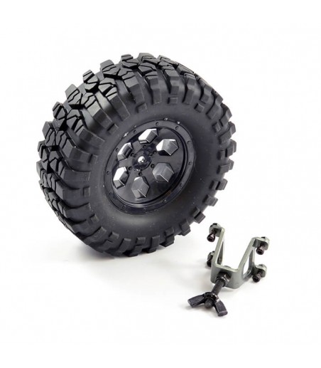 FTX OUTBACK SPARE TYRE MOUNT & TYRE/6 HEX WHEEL BLACK