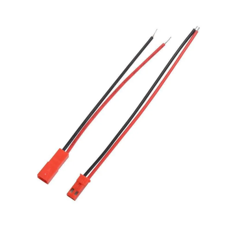JST Connector Pair Plug + Socket 2pin Battery leads Red + Black Wire 100mm JST Connector Pair Plug + Socket 2pin Battery leads Red + Black Wire 100mm