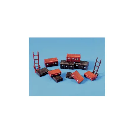 Peco Trunks (4), Suitcases (6) & Trolley 'Sack Truck' (2) oo Gauge peco5062