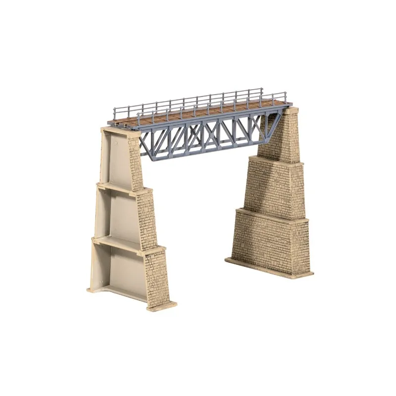 Ratio Steel Truss Bridge, with Stone Piers N Gauge 240
