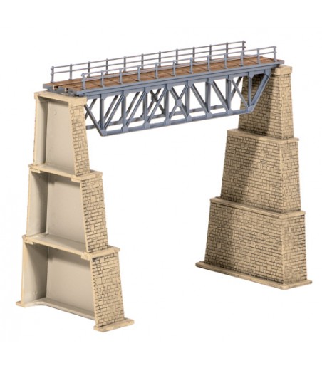 Ratio Steel Truss Bridge, with Stone Piers N Gauge 240