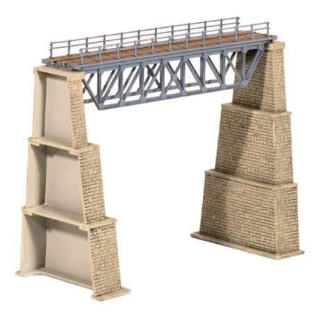 Ratio Steel Truss Bridge, with Stone Piers N Gauge 240
